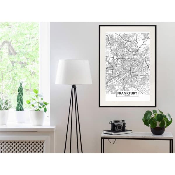 Inramad Poster / Tavla - City map: Frankfurt