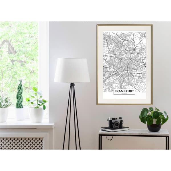 Inramad Poster / Tavla - City map: Frankfurt