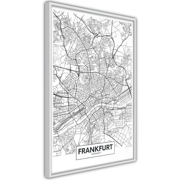 Inramad Poster / Tavla - City map: Frankfurt
