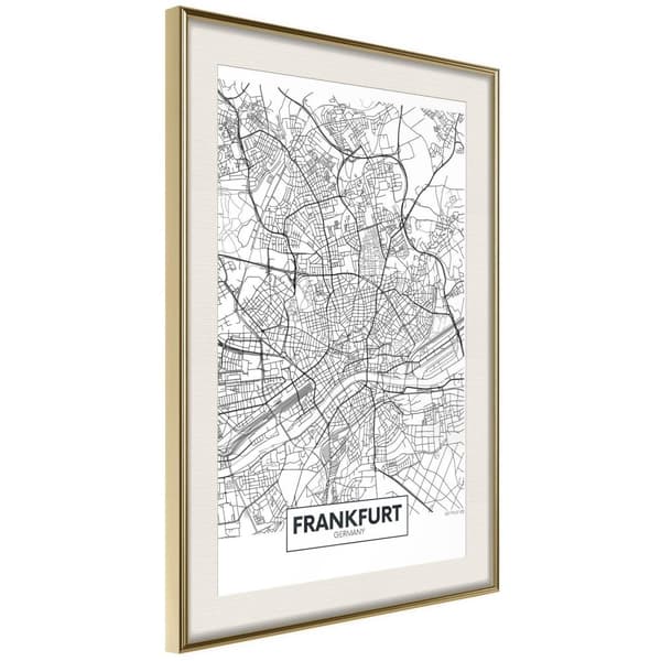 Inramad Poster / Tavla - City map: Frankfurt