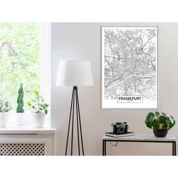 Inramad Poster / Tavla - City map: Frankfurt