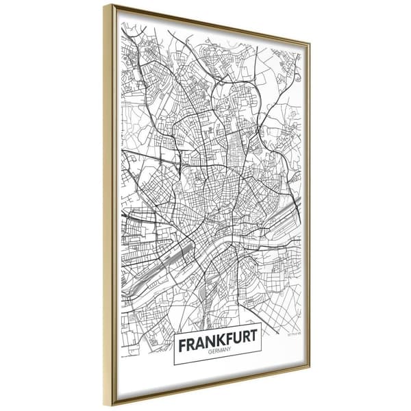 Inramad Poster / Tavla - City map: Frankfurt Guldram 20x30