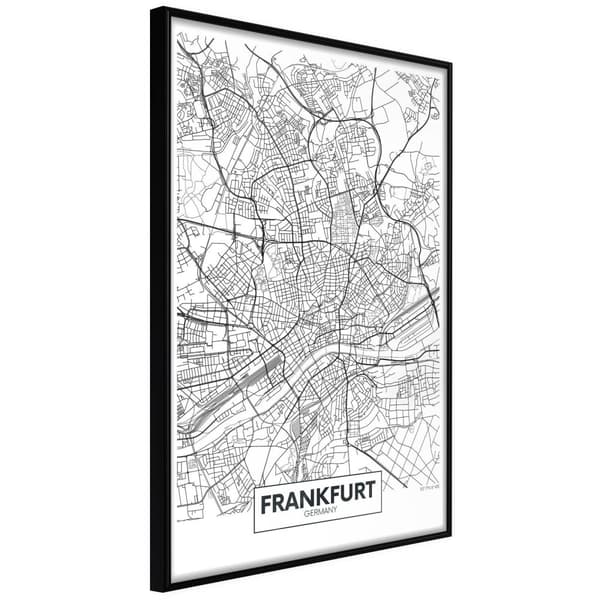 Inramad Poster / Tavla - City map: Frankfurt