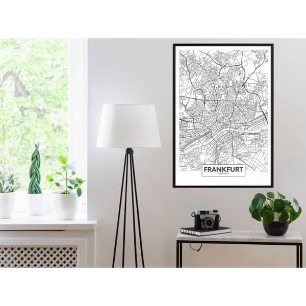 Inramad Poster / Tavla - City map: Frankfurt