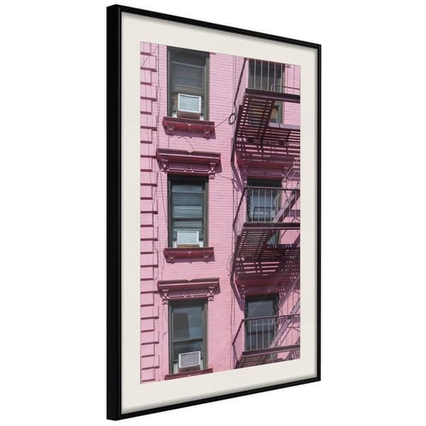 Inramad Poster / Tavla - Pink Facade