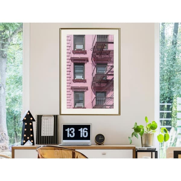 Inramad Poster / Tavla - Pink Facade