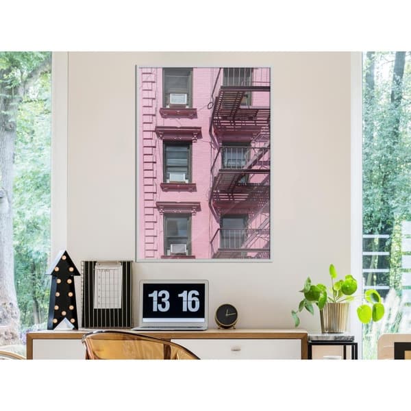Inramad Poster / Tavla - Pink Facade