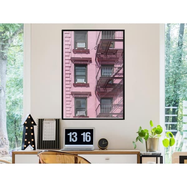 Inramad Poster / Tavla - Pink Facade