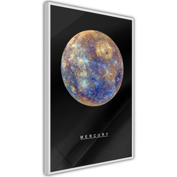 Inramad Poster / Tavla - The Solar System: Mercury Vit ram 40x60