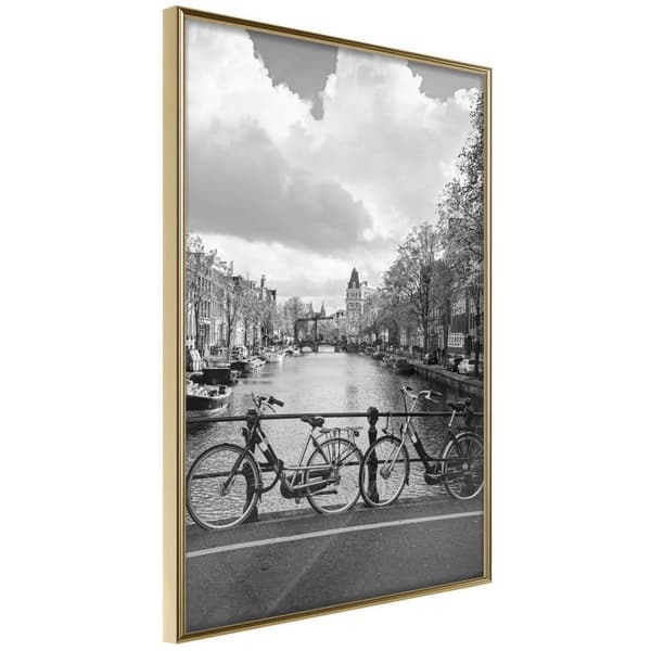 Inramad Poster / Tavla - Bicycles Against Canal