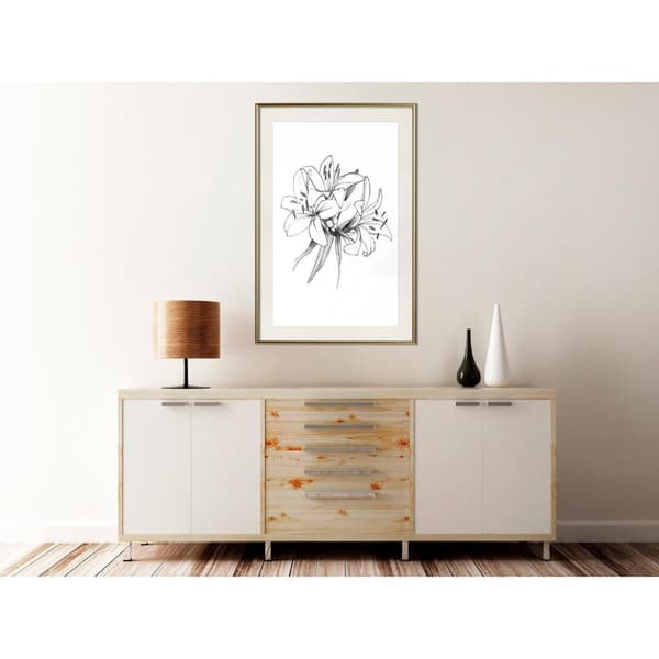 Inramad Poster / Tavla - Sketch of Lillies
