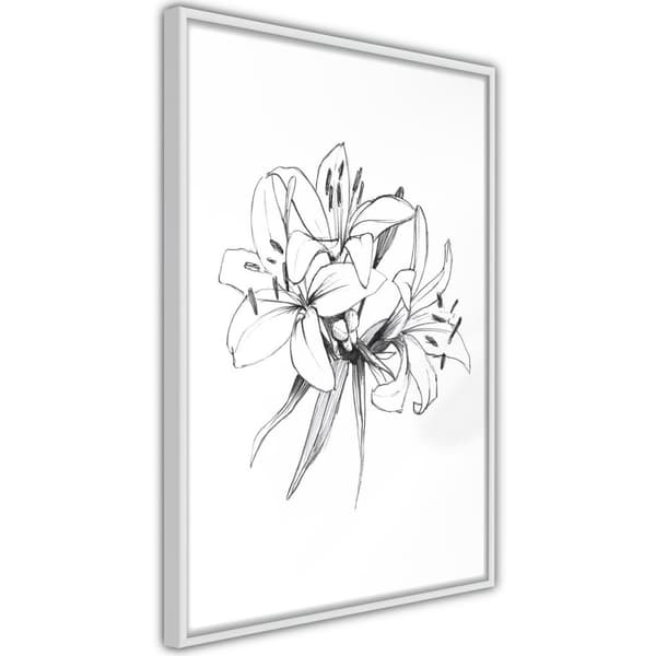 Inramad Poster / Tavla - Sketch of Lillies