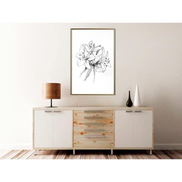 Inramad Poster / Tavla - Sketch of Lillies