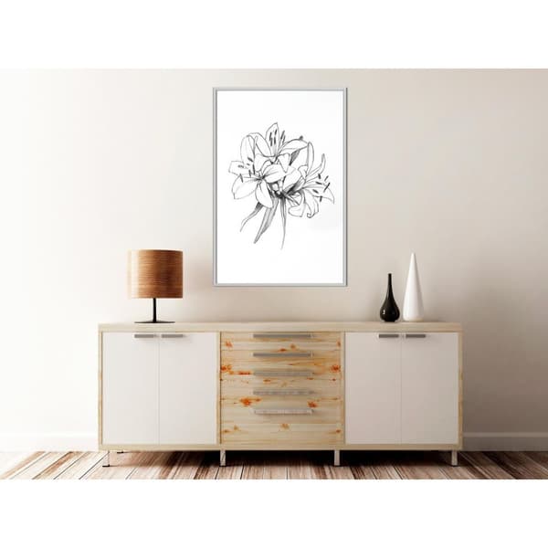 Inramad Poster / Tavla - Sketch of Lillies