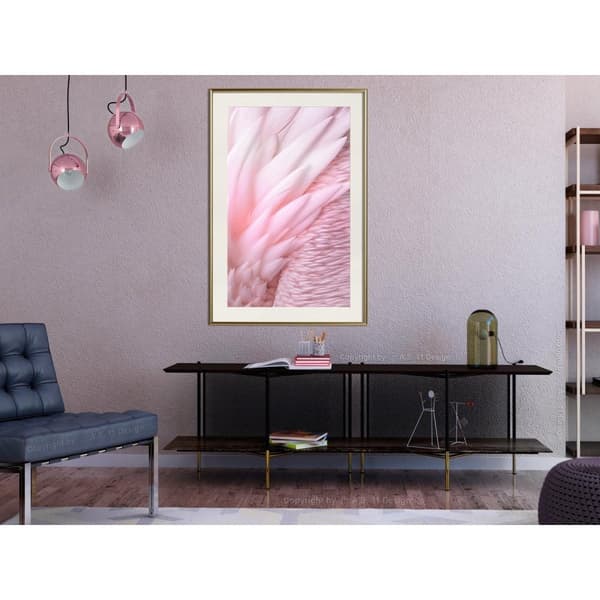 Inramad Poster / Tavla - Pink Feathers