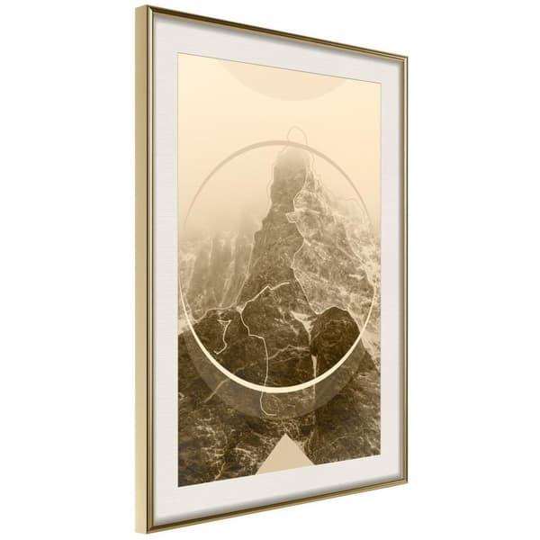 Inramad Poster / Tavla - Unconquered Peak Guldram med passepartout 30x45