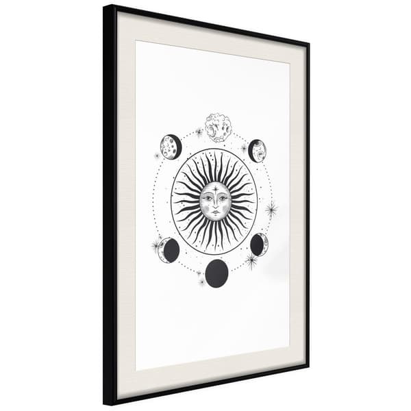 Inramad Poster / Tavla - Sun and Moon