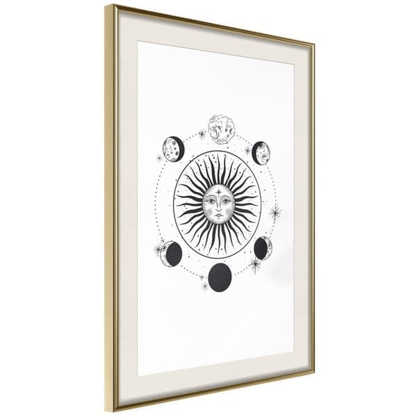 Inramad Poster / Tavla - Sun and Moon