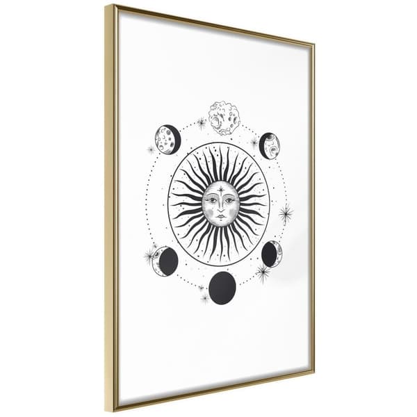 Inramad Poster / Tavla - Sun and Moon
