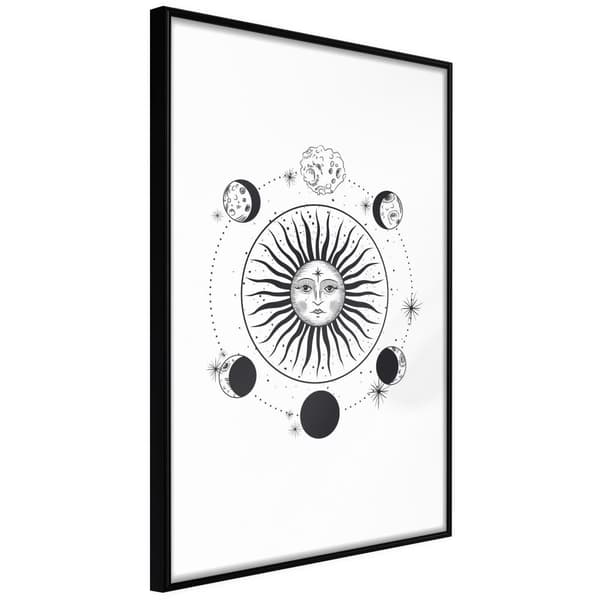 Inramad Poster / Tavla - Sun and Moon