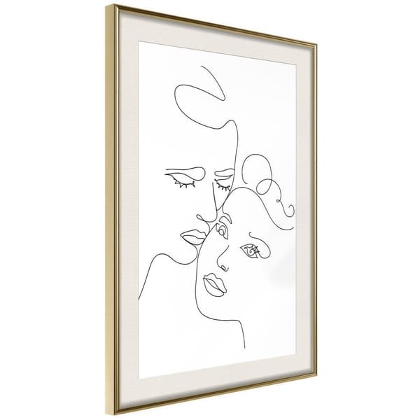 Inramad Poster / Tavla - Soulmates Guldram med passepartout 40x60