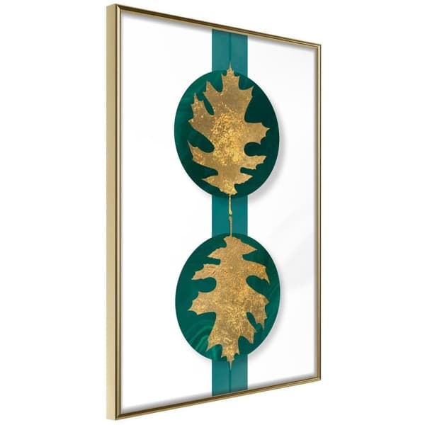 Inramad Poster / Tavla - Gilded Oak Leaves