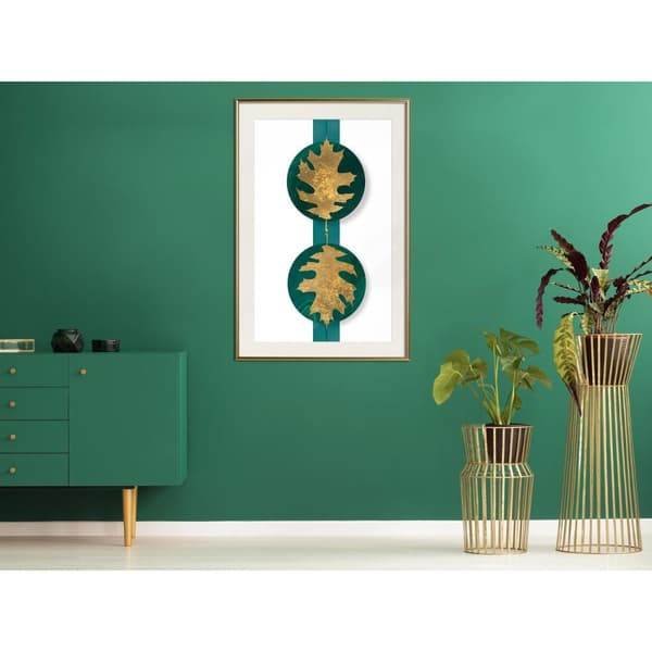 Inramad Poster / Tavla - Gilded Oak Leaves