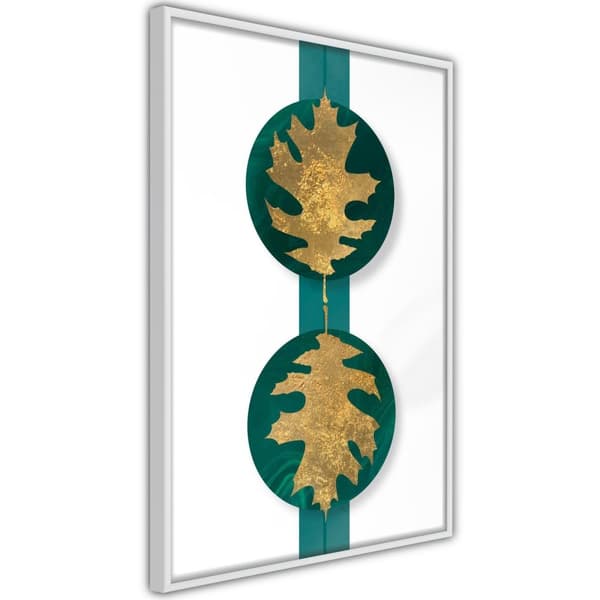 Inramad Poster / Tavla - Gilded Oak Leaves