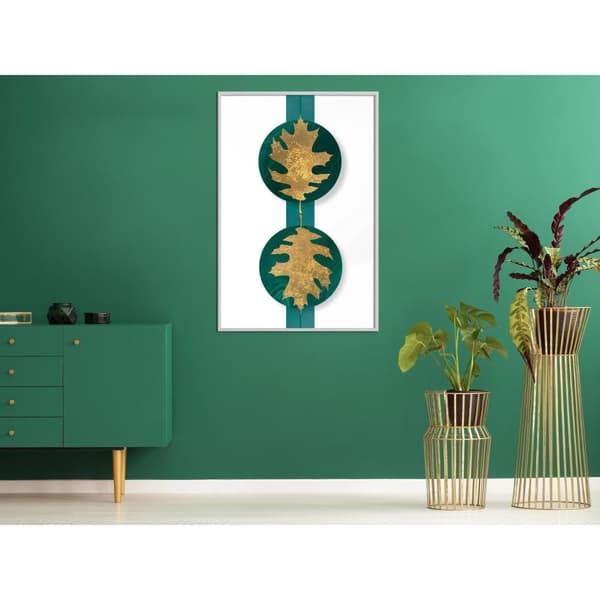 Inramad Poster / Tavla - Gilded Oak Leaves
