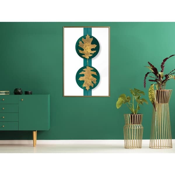 Inramad Poster / Tavla - Gilded Oak Leaves