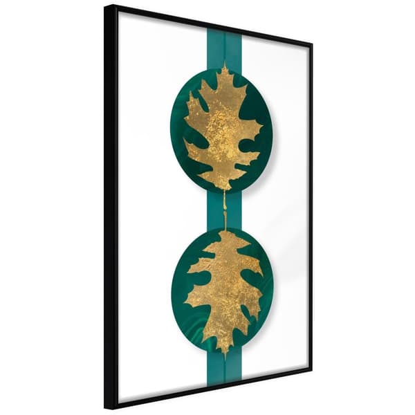 Inramad Poster / Tavla - Gilded Oak Leaves