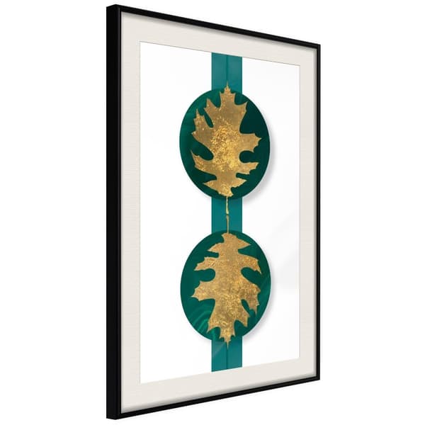 Inramad Poster / Tavla - Gilded Oak Leaves