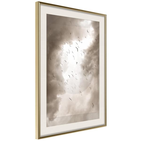 Inramad Poster / Tavla - Disturbed Flight Guldram med passepartout 40x60