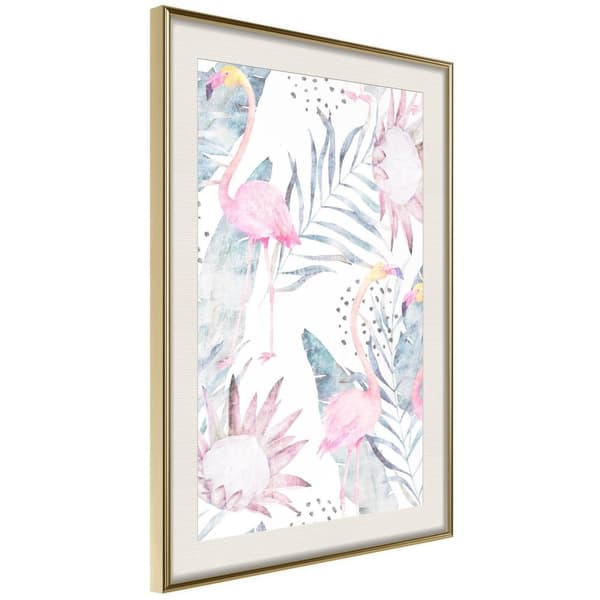 Inramad Poster / Tavla - Faded Cretonne Guldram med passepartout 20x30