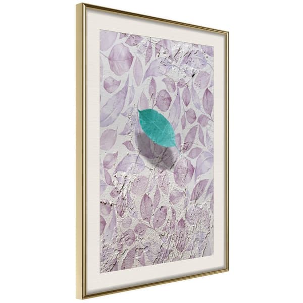 Inramad Poster / Tavla - Floating Leaf II Guldram med passepartout 20x30