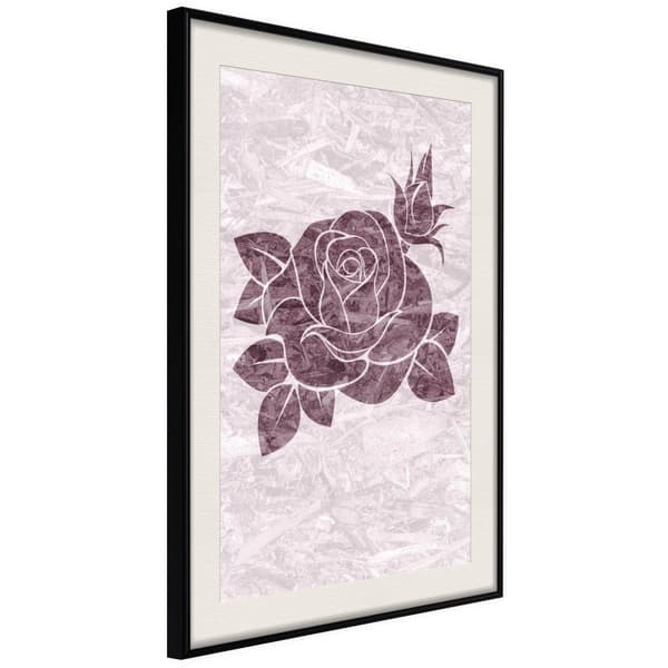 Inramad Poster / Tavla - Monochromatic Rose Svart ram med passepartout 30x45