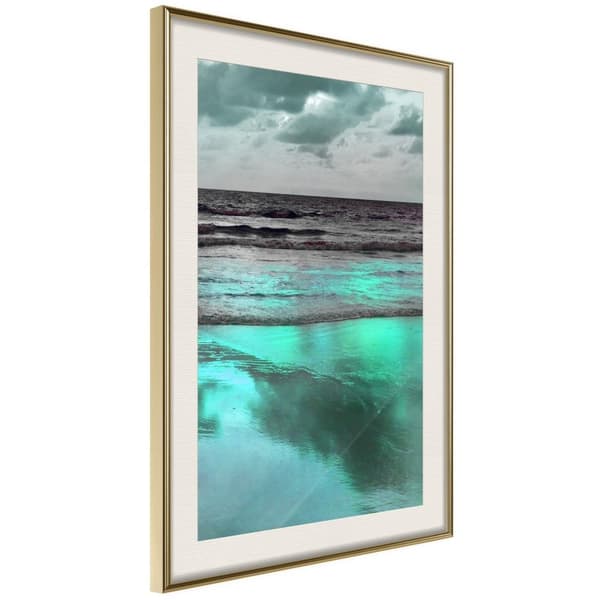 Inramad Poster / Tavla - Iridescent Sea Guldram med passepartout 40x60