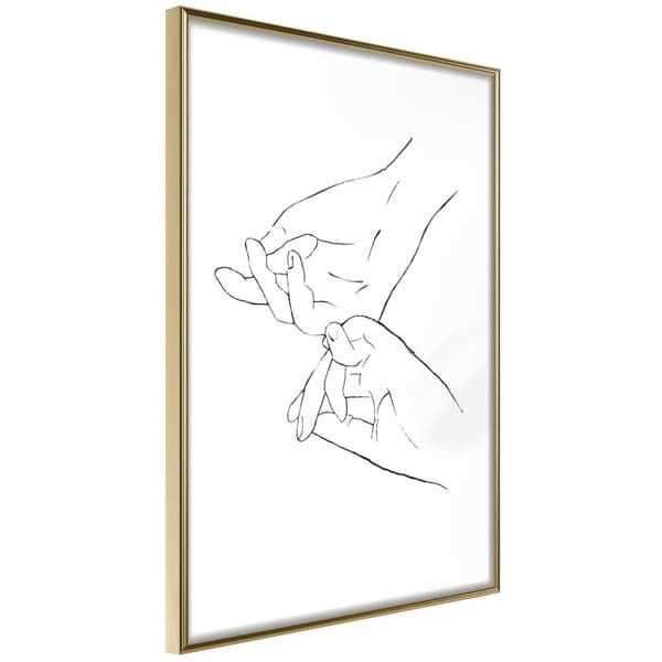 Inramad Poster / Tavla - Joined Hands (White)