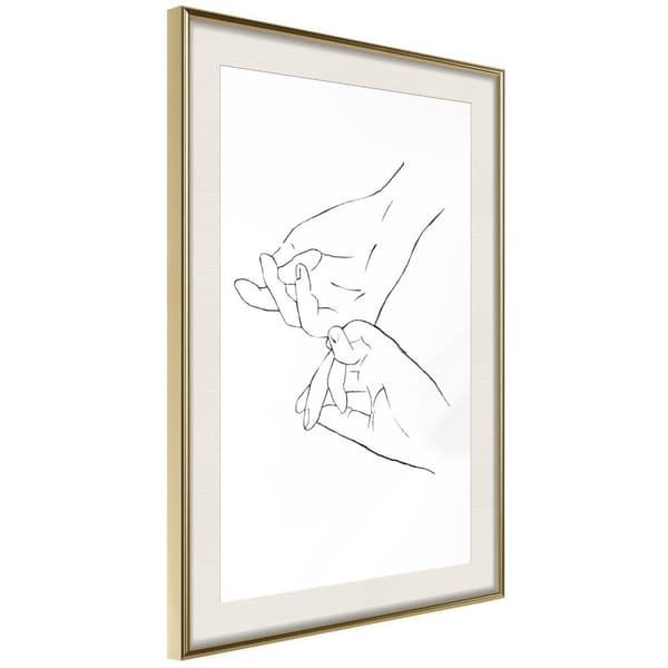 Inramad Poster / Tavla - Joined Hands (White)