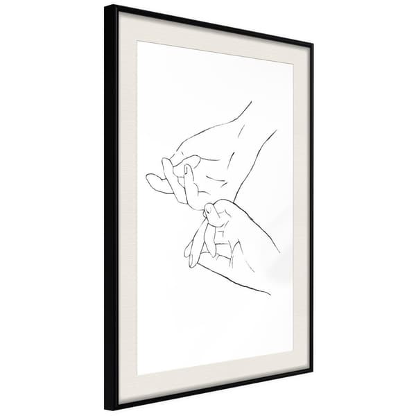 Inramad Poster / Tavla - Joined Hands (White)