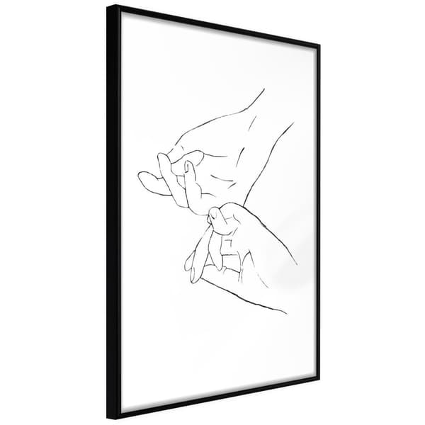 Inramad Poster / Tavla - Joined Hands (White)
