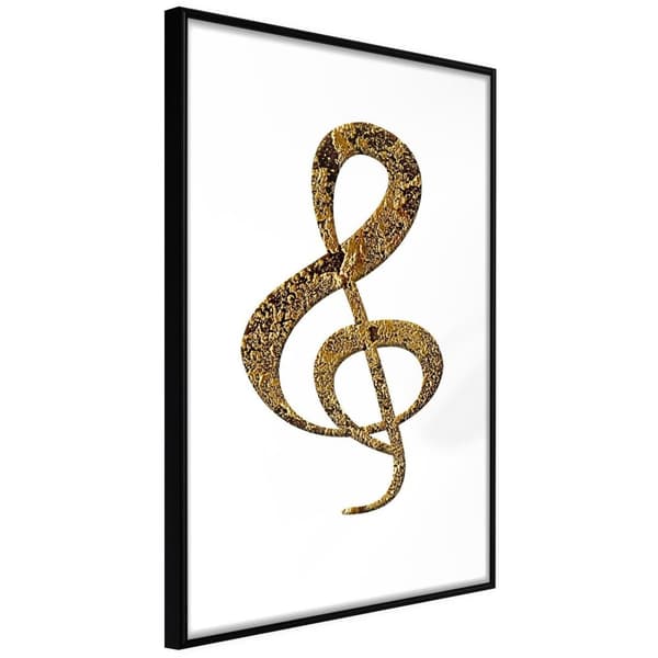 Inramad Poster / Tavla - Golden Treble Clef
