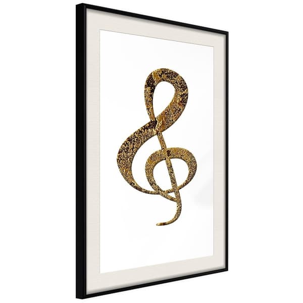 Inramad Poster / Tavla - Golden Treble Clef