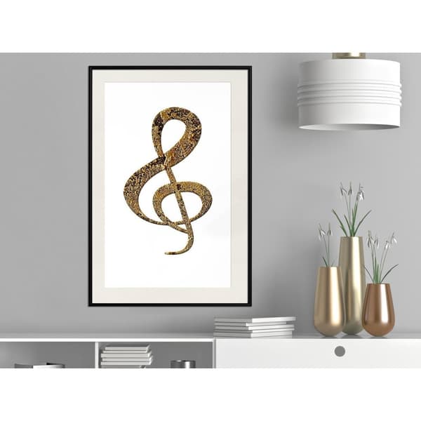 Inramad Poster / Tavla - Golden Treble Clef