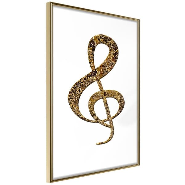 Inramad Poster / Tavla - Golden Treble Clef