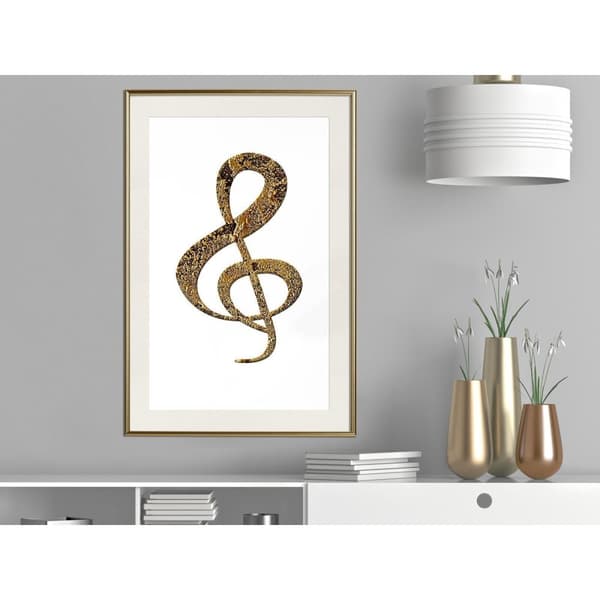 Inramad Poster / Tavla - Golden Treble Clef