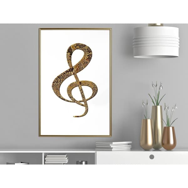 Inramad Poster / Tavla - Golden Treble Clef