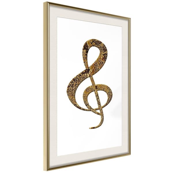Inramad Poster / Tavla - Golden Treble Clef