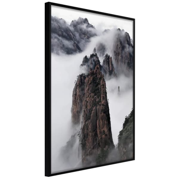 Inramad Poster / Tavla - Clouds Pierced by Mountain Peaks