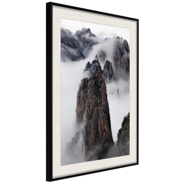 Inramad Poster / Tavla - Clouds Pierced by Mountain Peaks